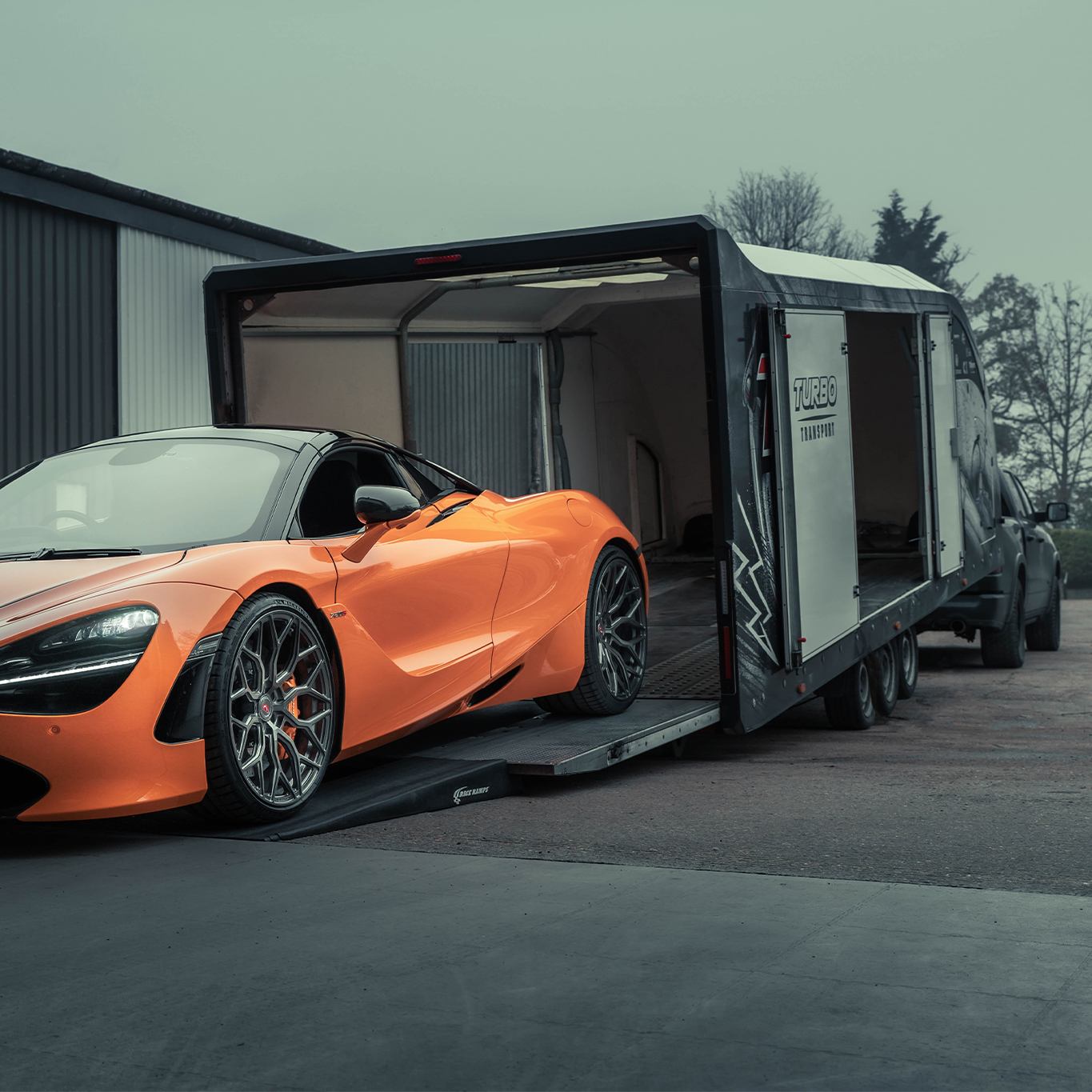orange car transported