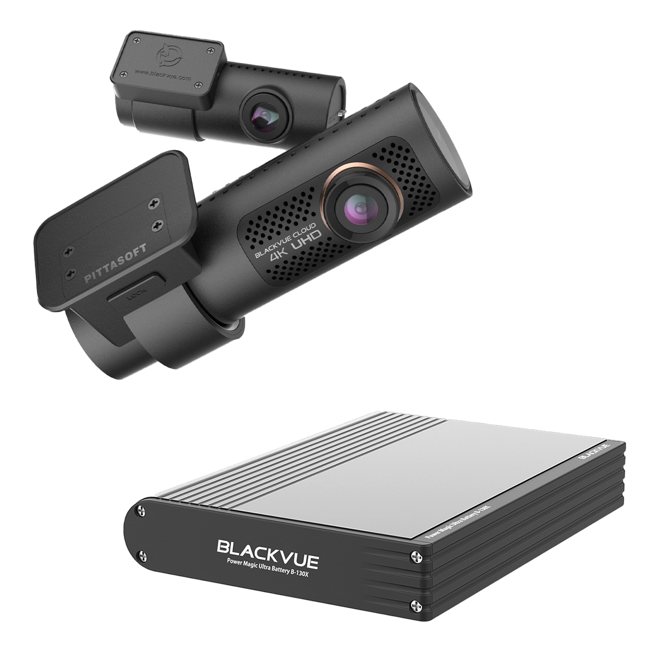 Blackvue DR900x front and rear with battery