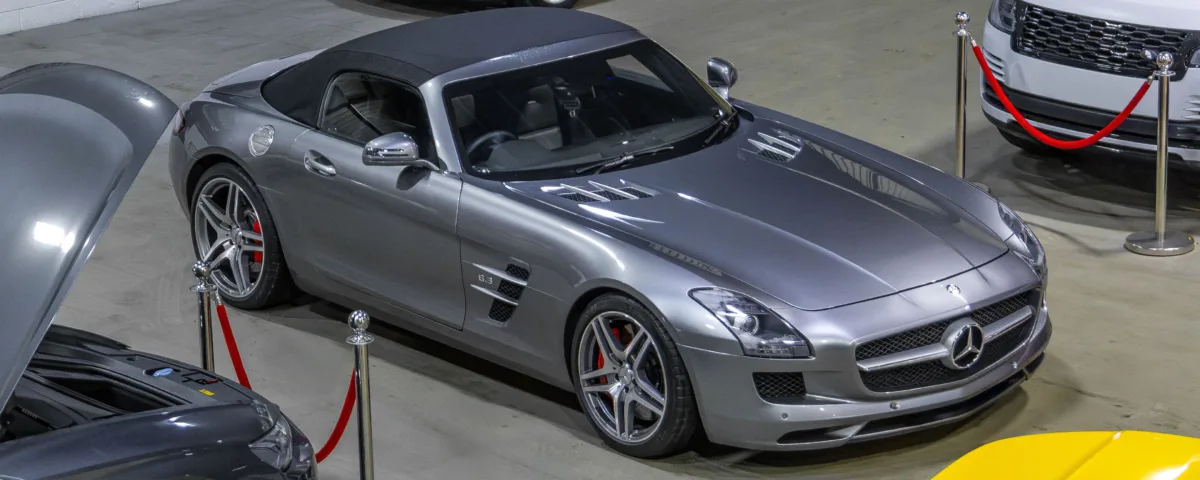 Mercedes SLS parked in the CBS Automotive facility